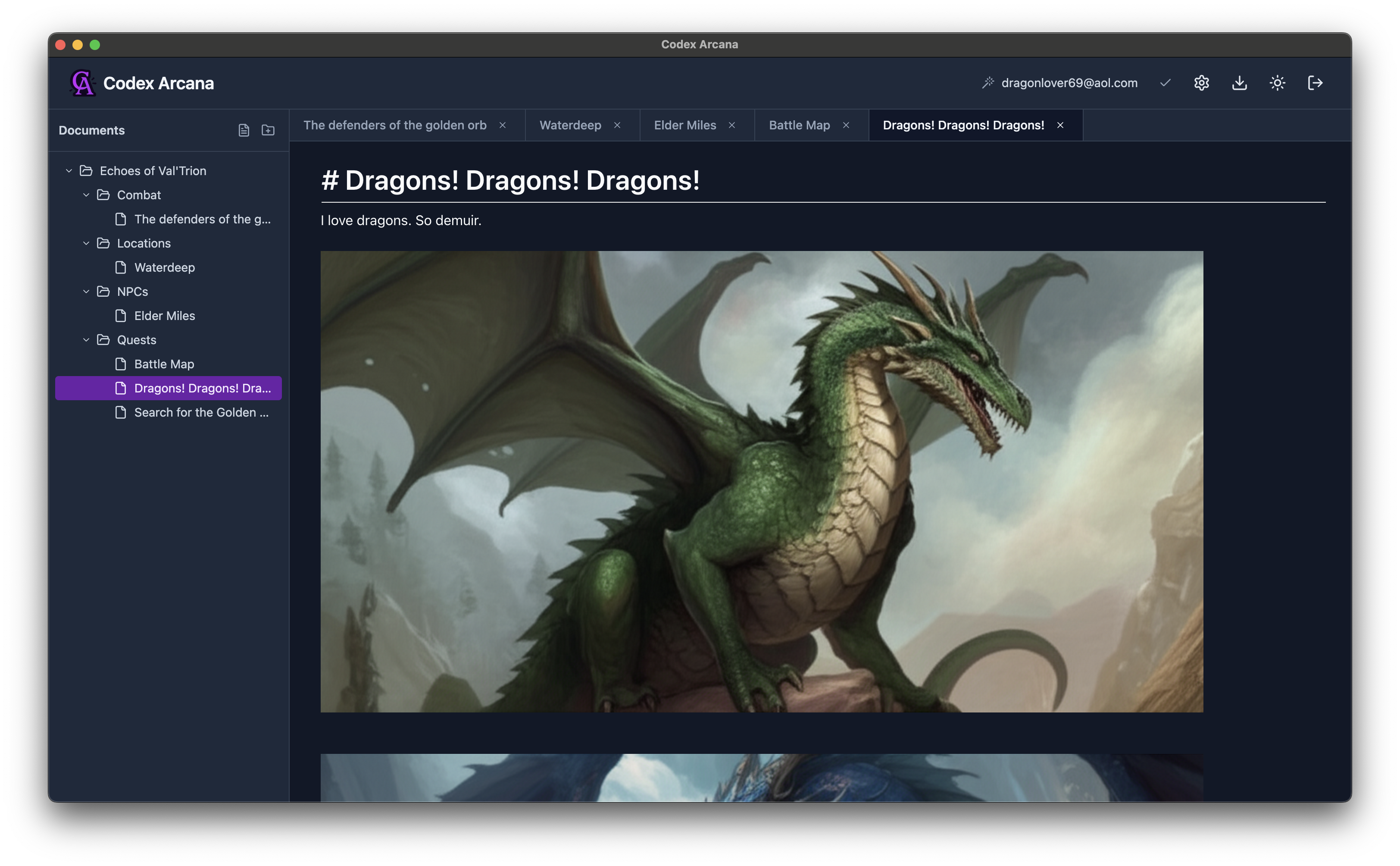 Codex Arcana Application Interface